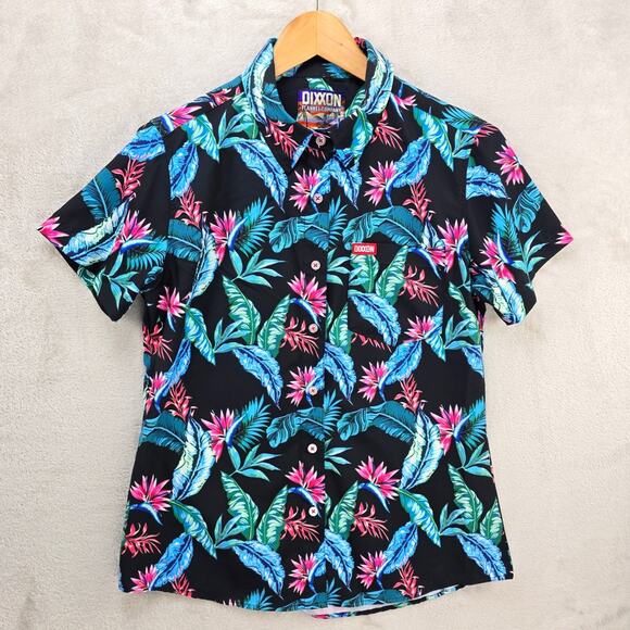Dixxon Shirt Hawaiian Turks Youth Party Sz M Short Sleeve Button Up Floral Print - Picture 1 of 8